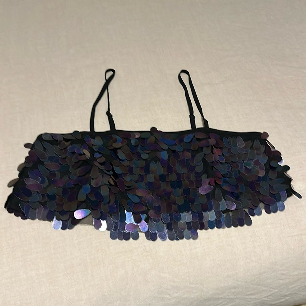 Iridescent mermaid sequin crop top